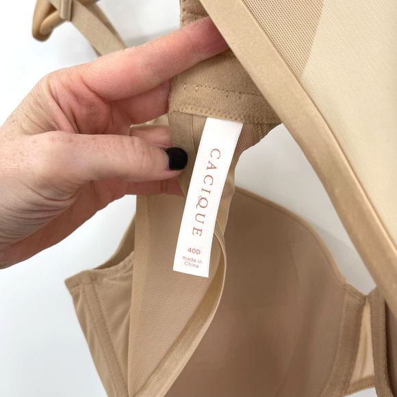 Cacique Smooth Lightly Lined Full Coverage Bra in Cafe Size 40D Nude T-Shirt Bra - Picture 15 of 16